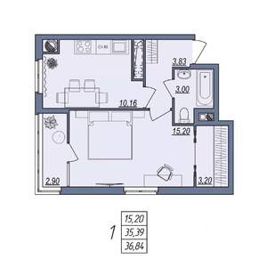 1-к квартира, вторичка, 37м2, 8/10 этаж