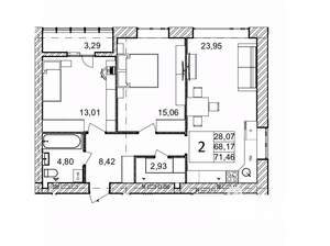 2-к квартира, вторичка, 71м2, 5/9 этаж