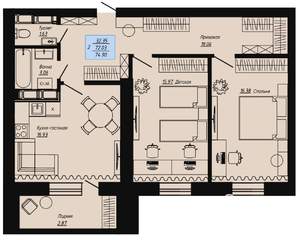 2-к квартира, вторичка, 75м2, 13/16 этаж