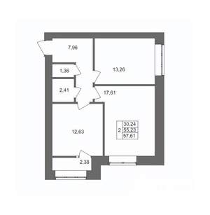 2-к квартира, вторичка, 58м2, 4/10 этаж