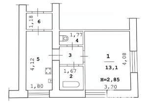 1-к квартира, вторичка, 29м2, 5/7 этаж