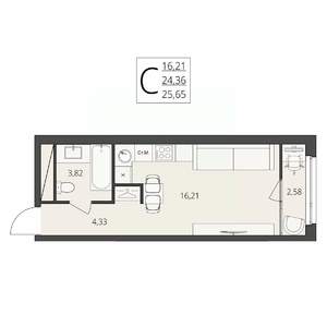 Студия квартира, вторичка, 26м2, 14/17 этаж