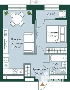 1-к квартира, вторичка, 42м2, 19/24 этаж