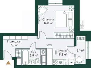 1-к квартира, строящийся дом, 37м2, 9/24 этаж
