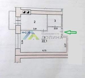 1-к квартира, вторичка, 33м2, 1/4 этаж