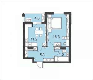1-к квартира, вторичка, 45м2, 4/17 этаж
