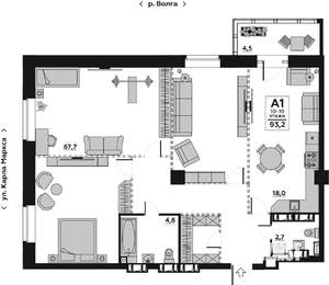 1-к квартира, вторичка, 93м2, 16/20 этаж