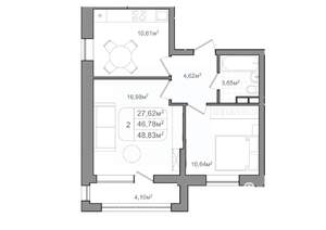 2-к квартира, вторичка, 49м2, 2/9 этаж
