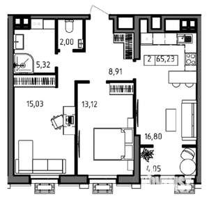 2-к квартира, вторичка, 65м2, 2/23 этаж