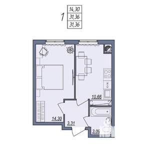 1-к квартира, вторичка, 31м2, 2/10 этаж