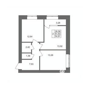 2-к квартира, вторичка, 55м2, 7/10 этаж