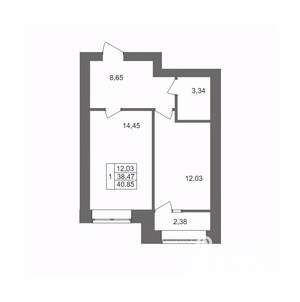 1-к квартира, вторичка, 41м2, 8/10 этаж