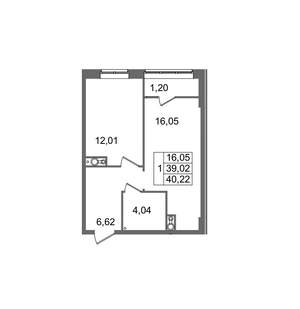 1-к квартира, вторичка, 40м2, 2/8 этаж