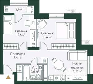 2-к квартира, вторичка, 54м2, 18/24 этаж