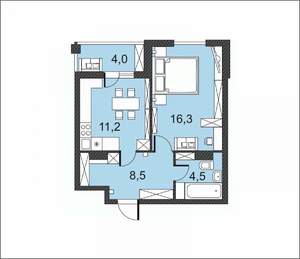 1-к квартира, вторичка, 45м2, 5/17 этаж