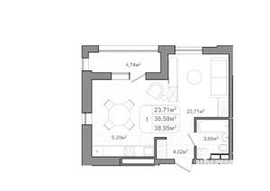 1-к квартира, вторичка, 39м2, 8/9 этаж