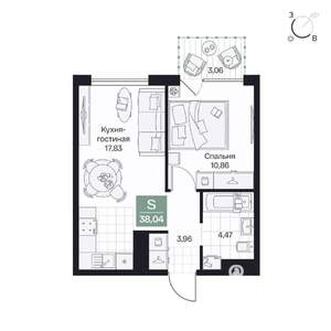 1-к квартира, вторичка, 38м2, 7/10 этаж