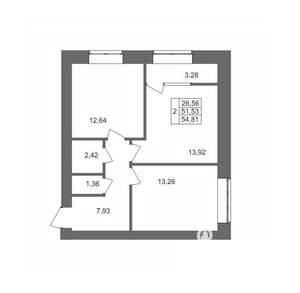 2-к квартира, вторичка, 55м2, 9/10 этаж