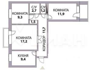 3-к квартира, вторичка, 70м2, 8/9 этаж