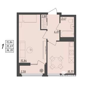 1-к квартира, вторичка, 36м2, 10/10 этаж