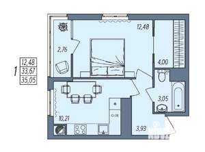 1-к квартира, вторичка, 35м2, 3/10 этаж