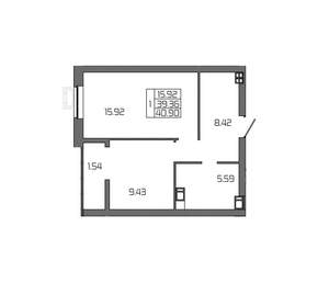 1-к квартира, вторичка, 41м2, 2/24 этаж