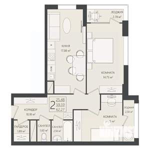 2-к квартира, вторичка, 62м2, 4/17 этаж
