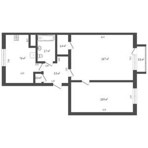 2-к квартира, вторичка, 45м2, 2/4 этаж