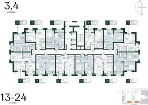 1-к квартира, строящийся дом, 44м2, 14/24 этаж