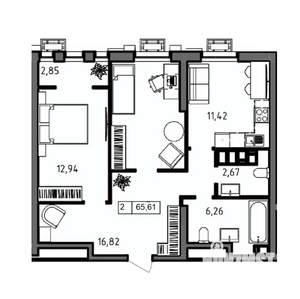 2-к квартира, вторичка, 66м2, 14/23 этаж