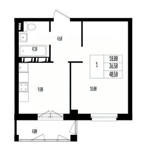 Студия квартира, вторичка, 41м2, 2/17 этаж