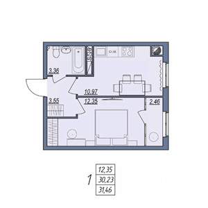 1-к квартира, вторичка, 31м2, 4/8 этаж