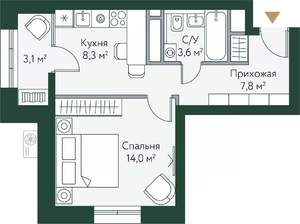 1-к квартира, вторичка, 37м2, 24/24 этаж