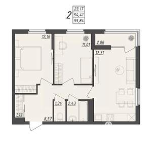2-к квартира, вторичка, 56м2, 8/10 этаж