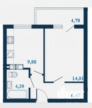 1-к квартира, строящийся дом, 37м2, 23/23 этаж