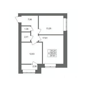 2-к квартира, вторичка, 58м2, 4/10 этаж