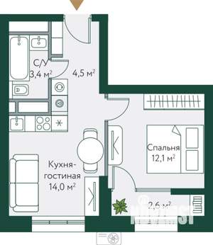 1-к квартира, вторичка, 37м2, 24/24 этаж