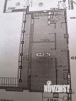 1-к квартира, вторичка, 47м2, 15/16 этаж