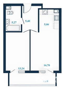 2-к квартира, строящийся дом, 49м2, 22/23 этаж