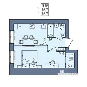 1-к квартира, вторичка, 31м2, 4/8 этаж