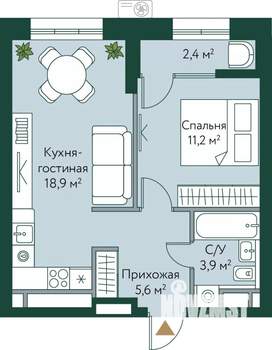 1-к квартира, вторичка, 42м2, 4/24 этаж