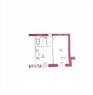 1-к квартира, вторичка, 35м2, 6/9 этаж
