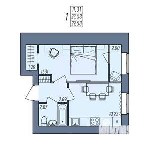1-к квартира, вторичка, 30м2, 5/8 этаж