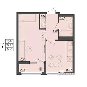 1-к квартира, вторичка, 36м2, 2/10 этаж