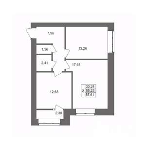 2-к квартира, вторичка, 58м2, 1/10 этаж