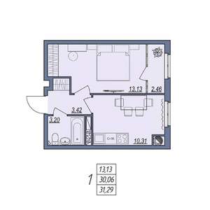 1-к квартира, вторичка, 31м2, 4/8 этаж