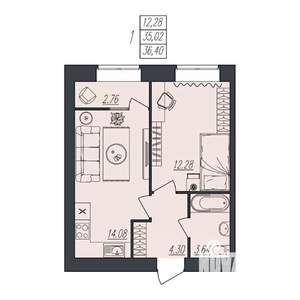 1-к квартира, вторичка, 36м2, 6/10 этаж