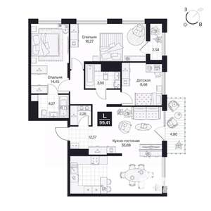 3-к квартира, вторичка, 99м2, 5/10 этаж