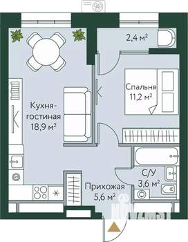1-к квартира, вторичка, 42м2, 14/24 этаж