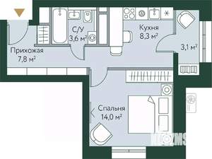 1-к квартира, вторичка, 37м2, 16/24 этаж